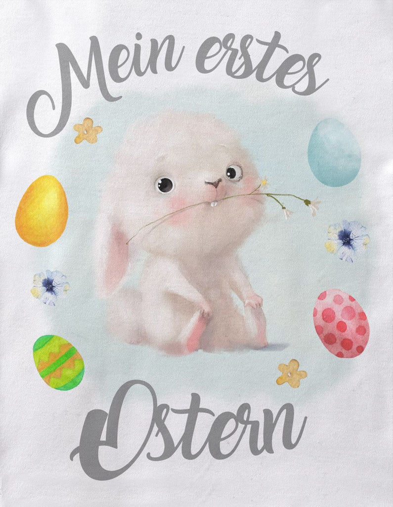 Mikalino Babybody mit Spruch Mein erstes Ostern - Eier/Hase | Kurzarm Strampler für Jungen und Mädchen | Geschenkidee - von Mikalino