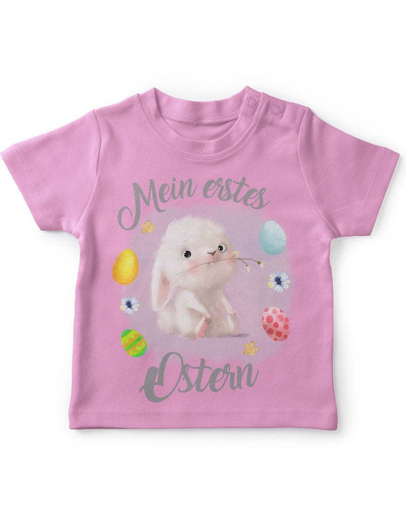 Mikalino Baby / Kinder T-Shirt mit Spruch Mein erstes Ostern - Eier/Hase | Kurzarm Shirt für Jungen und Mädchen | Geschenkidee - von Mikalino