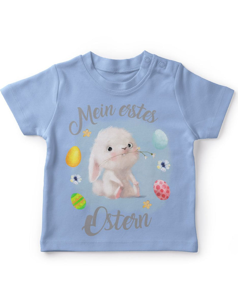 Mikalino Baby / Kinder T-Shirt mit Spruch Mein erstes Ostern - Eier/Hase | Kurzarm Shirt für Jungen und Mädchen | Geschenkidee - von Mikalino