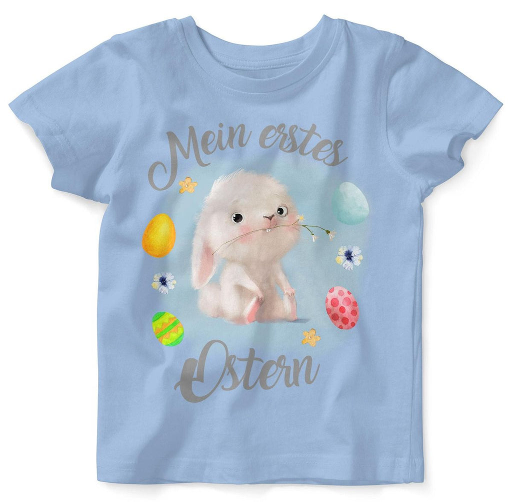 Mikalino Baby / Kinder T-Shirt mit Spruch Mein erstes Ostern - Eier/Hase | Kurzarm Shirt für Jungen und Mädchen | Geschenkidee - von Mikalino