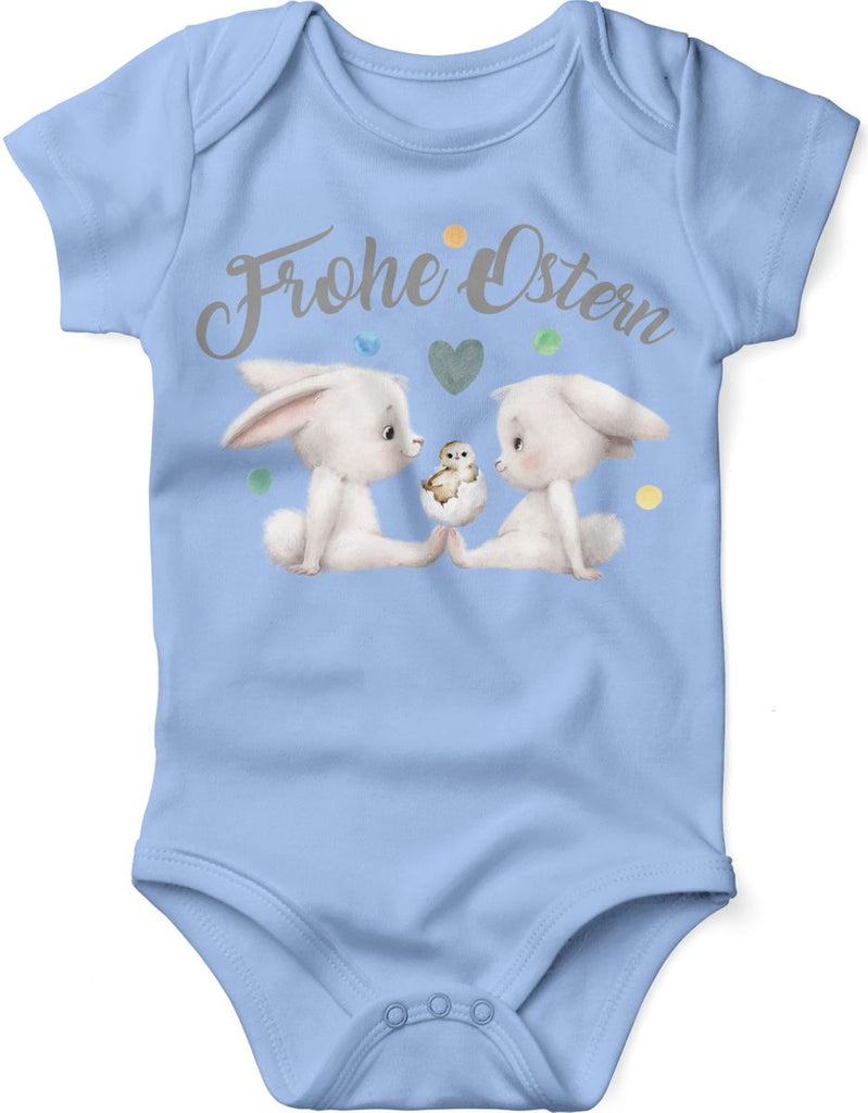 Mikalino Babybody mit Spruch Frohe Ostern  | Kurzarm Strampler für Jungen und Mädchen | Geschenkidee - von Mikalino