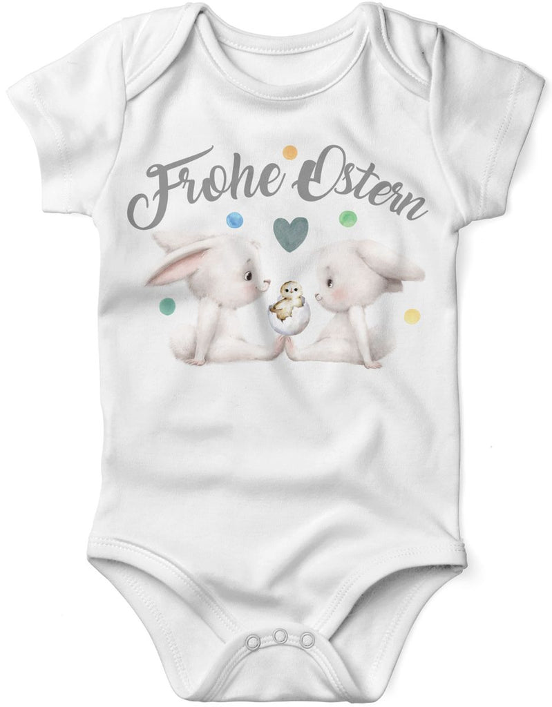 Mikalino Babybody mit Spruch Frohe Ostern  | Kurzarm Strampler für Jungen und Mädchen | Geschenkidee - von Mikalino