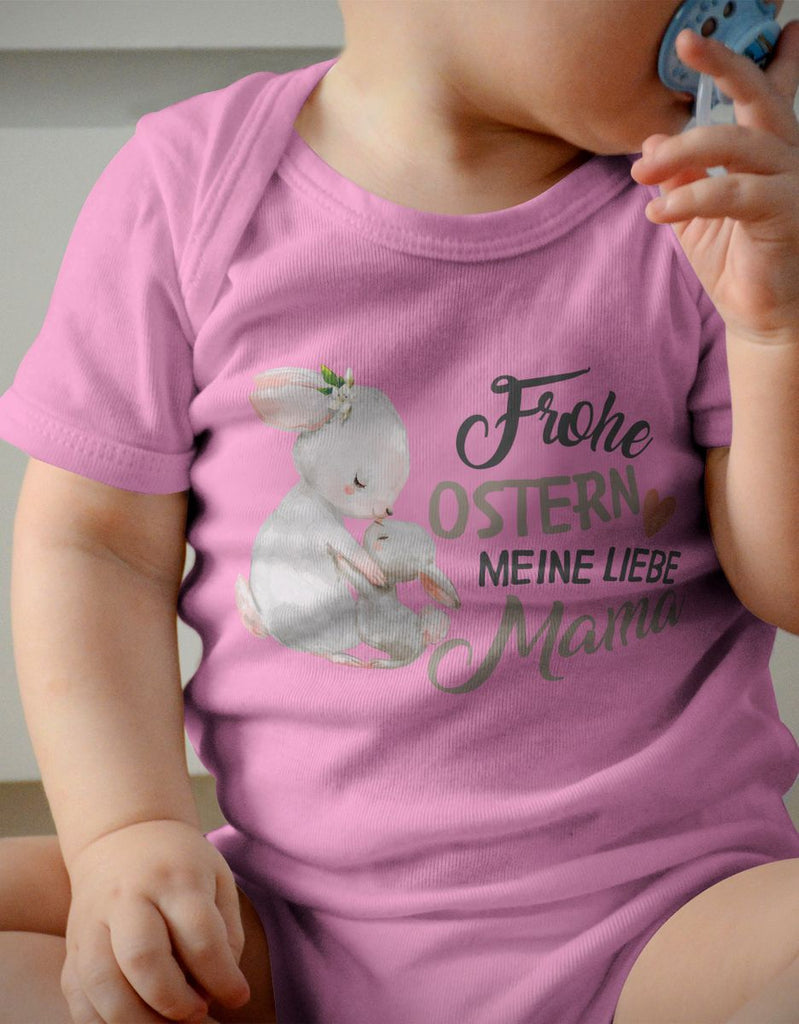 Mikalino Babybody mit Spruch Frohe Ostern meine liebe Mama | Kurzarm Strampler für Jungen und Mädchen | Geschenkidee - von Mikalino