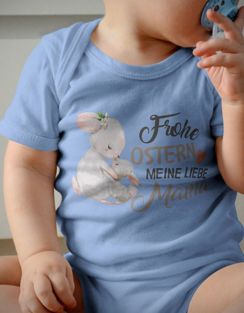 Mikalino Babybody mit Spruch Frohe Ostern meine liebe Mama | Kurzarm Strampler für Jungen und Mädchen | Geschenkidee - von Mikalino