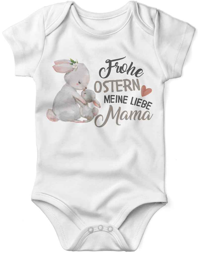 Mikalino Babybody mit Spruch Frohe Ostern meine liebe Mama | Kurzarm Strampler für Jungen und Mädchen | Geschenkidee - von Mikalino