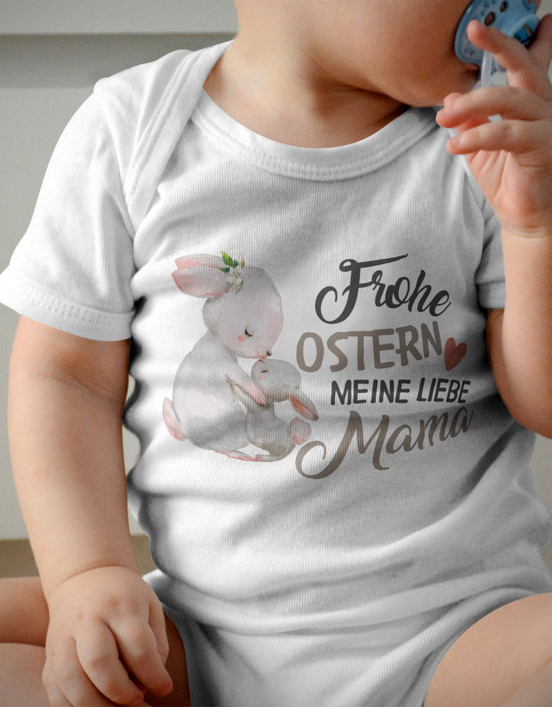 Mikalino Babybody mit Spruch Frohe Ostern meine liebe Mama | Kurzarm Strampler für Jungen und Mädchen | Geschenkidee - von Mikalino