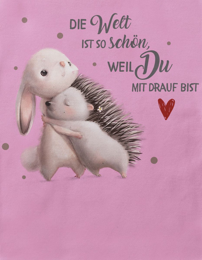 Babybody mit Spruch Die Welt ist so schön, weil Du mit drauf bist Hase und Igel | Kurzarm - von Mikalino