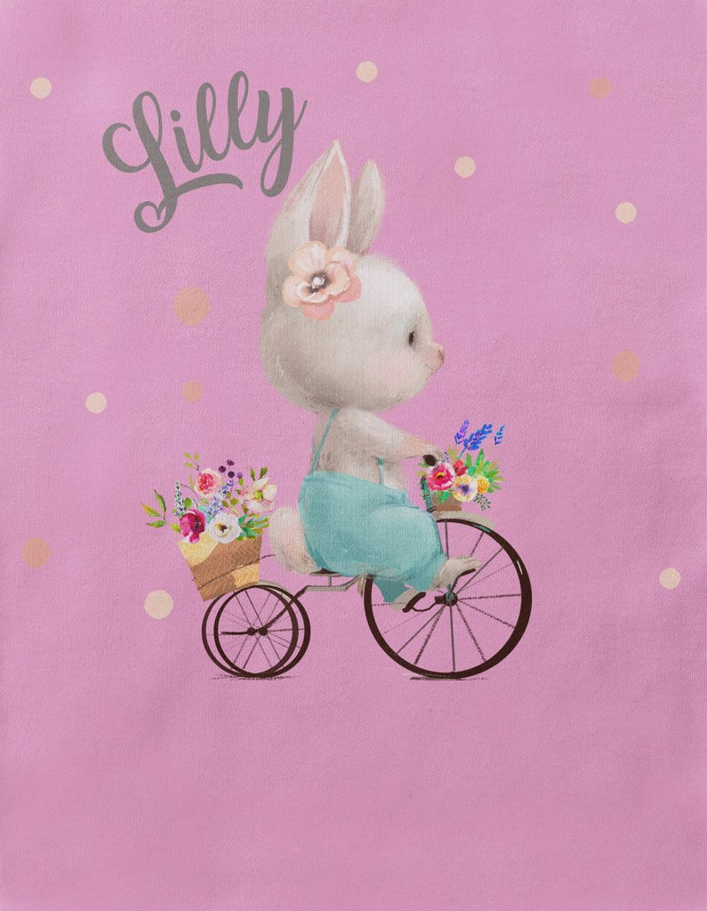 Mikalino Baby / Kinder T-Shirt mit Spruch Hase auf Fahrrad mit Namen | Kurzarm Shirt für Jungen und Mädchen | Geschenkidee - von Mikalino