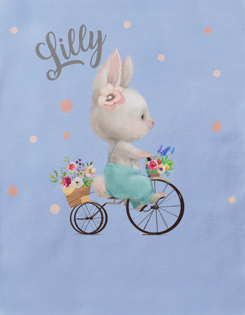 Mikalino Baby / Kinder T-Shirt mit Spruch Hase auf Fahrrad mit Namen | Kurzarm Shirt für Jungen und Mädchen | Geschenkidee - von Mikalino