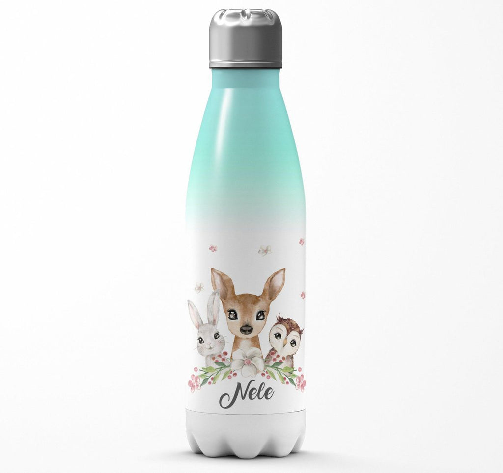 Thermo Trinkflasche Hase, Reh und Eule mit Namen - von Mikalino