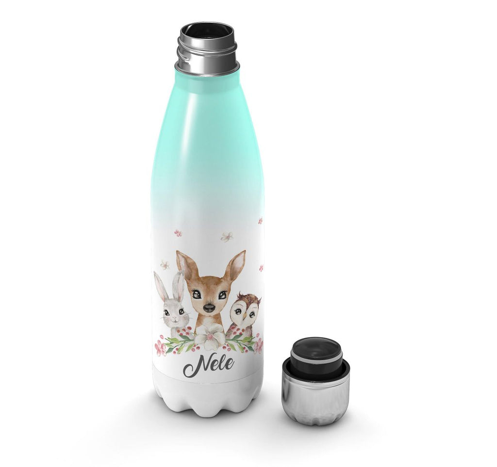 Thermo Trinkflasche Hase, Reh und Eule mit Namen - von Mikalino