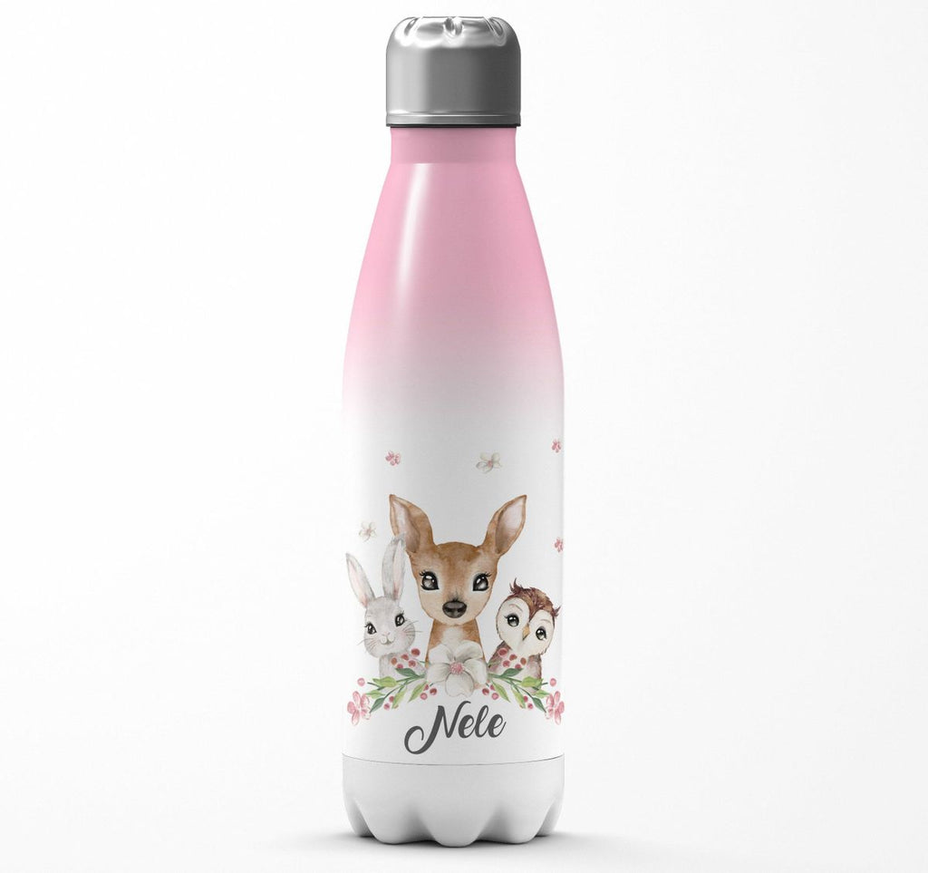 Thermo Trinkflasche Hase, Reh und Eule mit Namen - von Mikalino