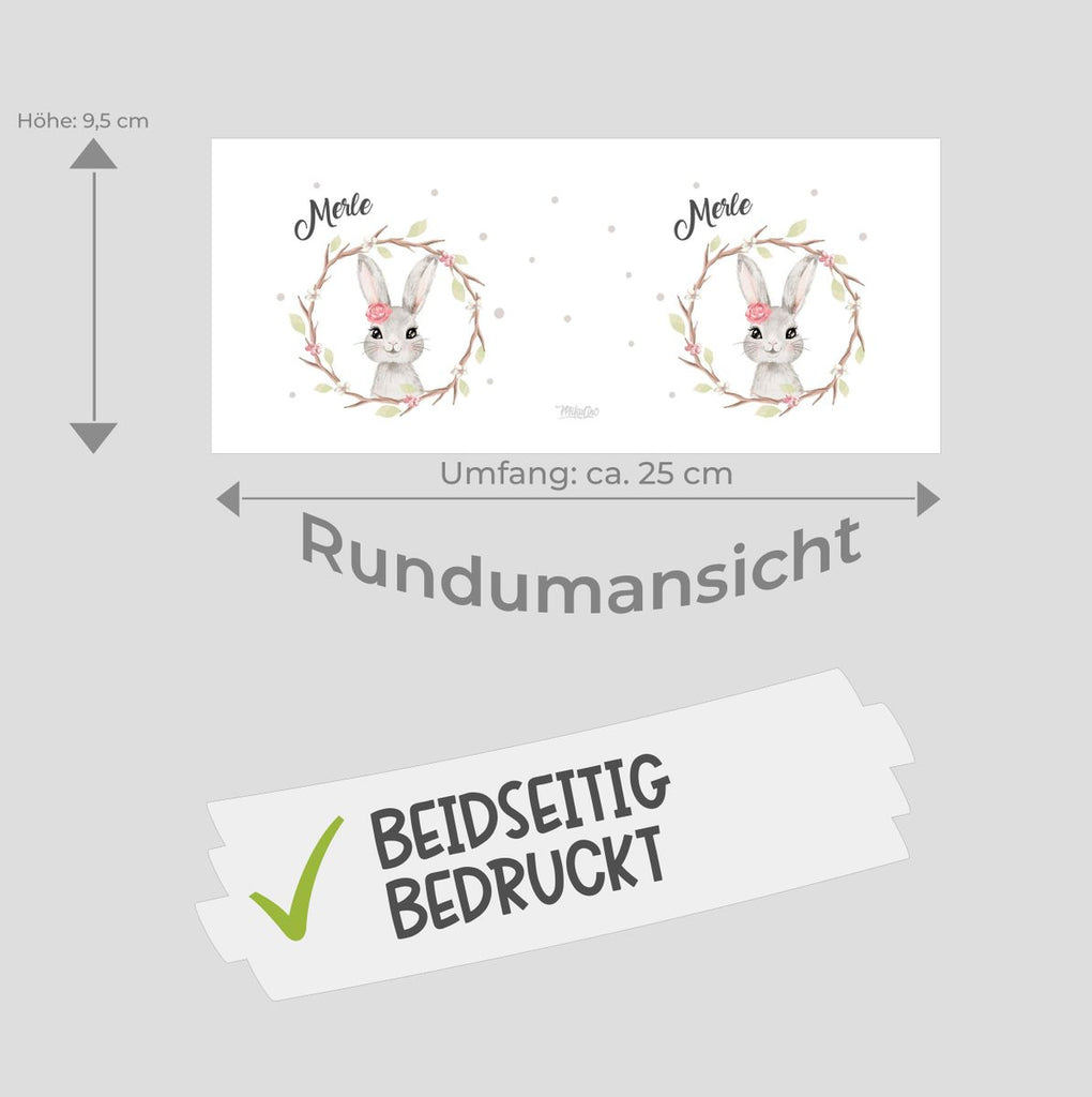 Kinder Spardose Hase mit Kranz mit Namen - von Mikalino