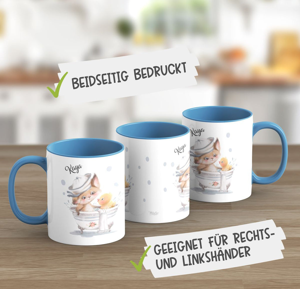 Keramik Tasse Katze in Badewanne mit Namen - von Mikalino