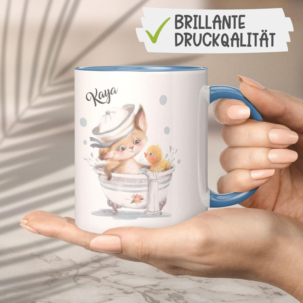 Keramik Tasse Katze in Badewanne mit Namen - von Mikalino