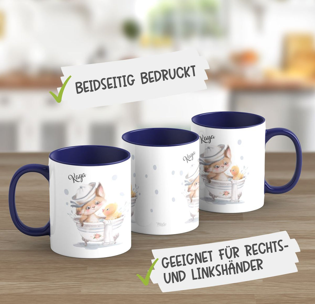 Keramik Tasse Katze in Badewanne mit Namen - von Mikalino