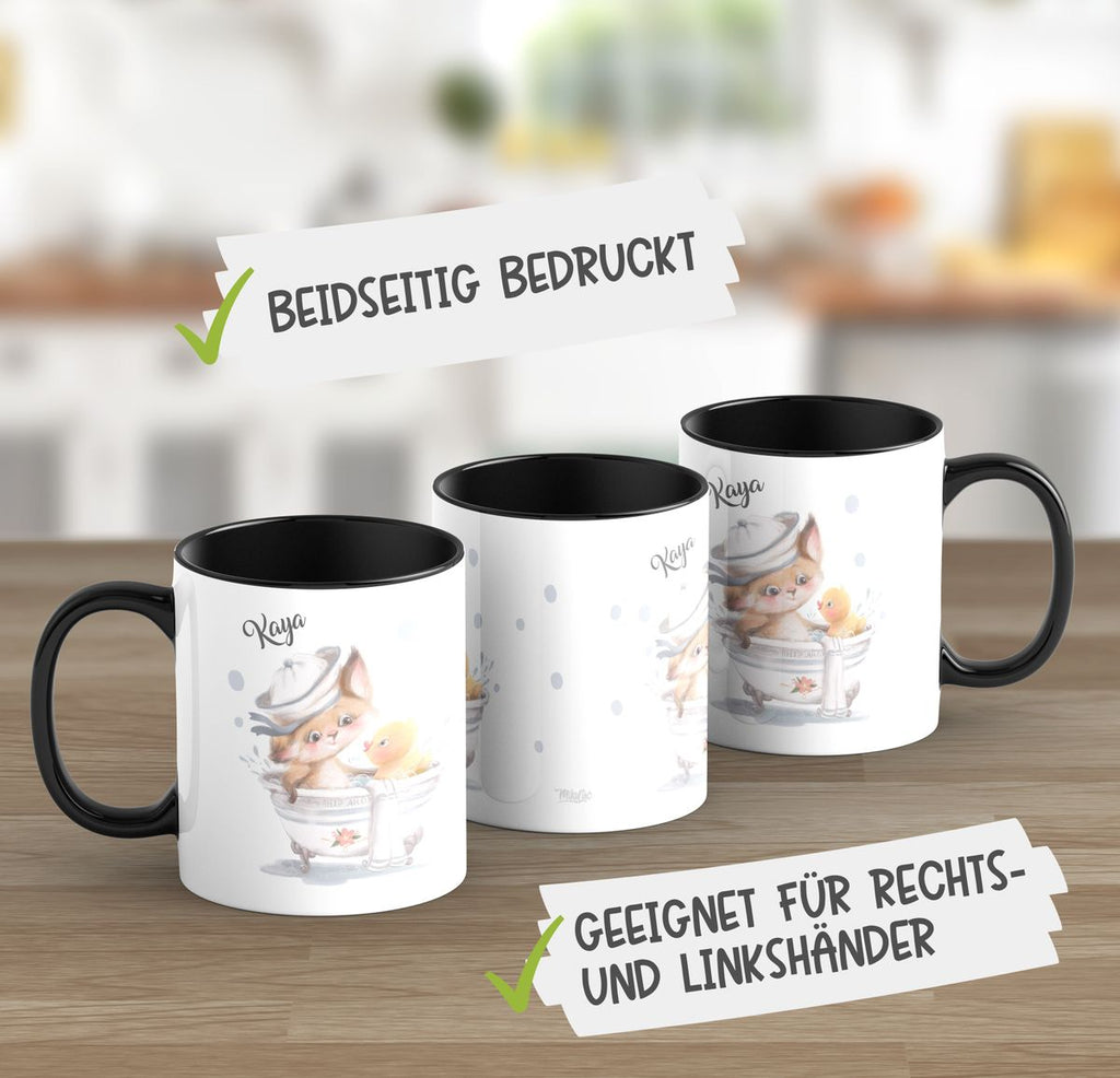 Keramik Tasse Katze in Badewanne mit Namen - von Mikalino