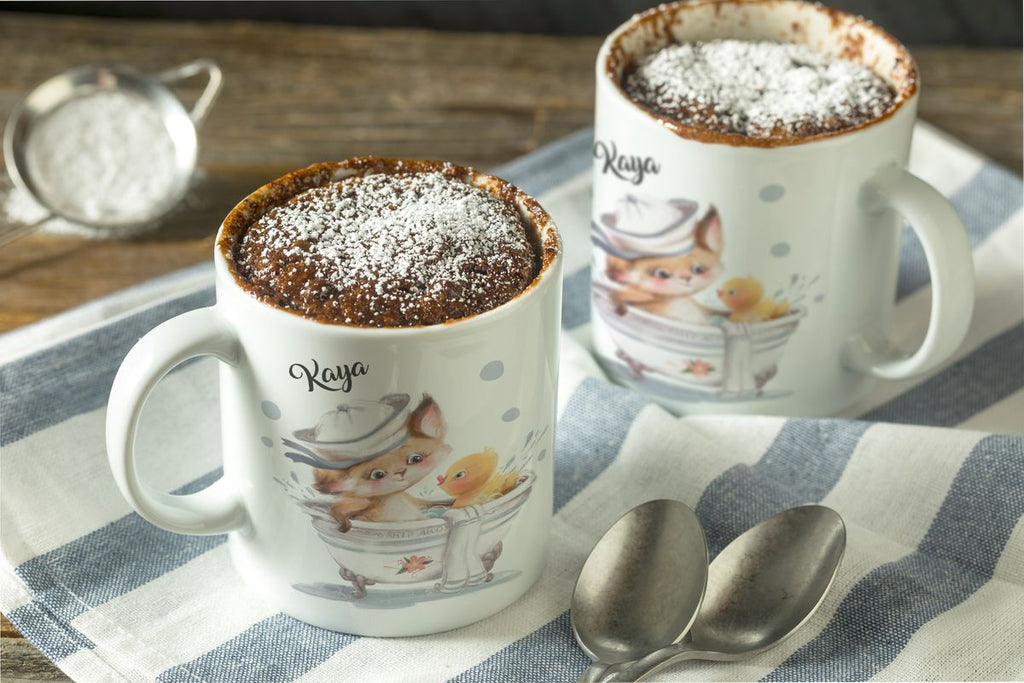 Keramik Tasse Katze in Badewanne mit Namen - von Mikalino