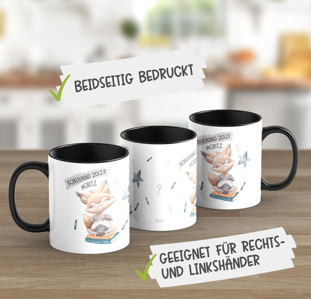 Keramik Tasse Schulkind 2023 Fuchs zockt mit Namen - von Mikalino