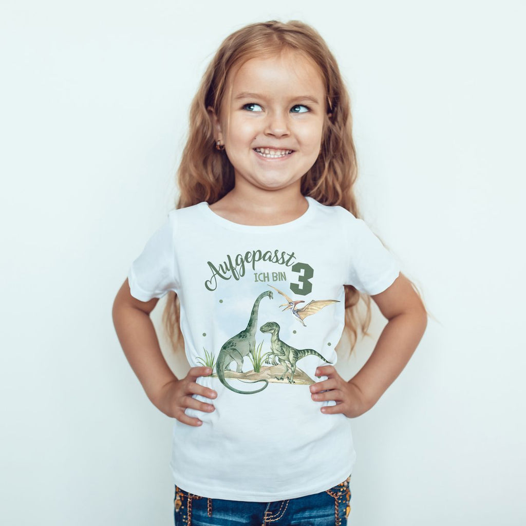 Kinder T-Shirt Aufgepasst ! Ich bin 3 - Dinosaurier - von Mikalino