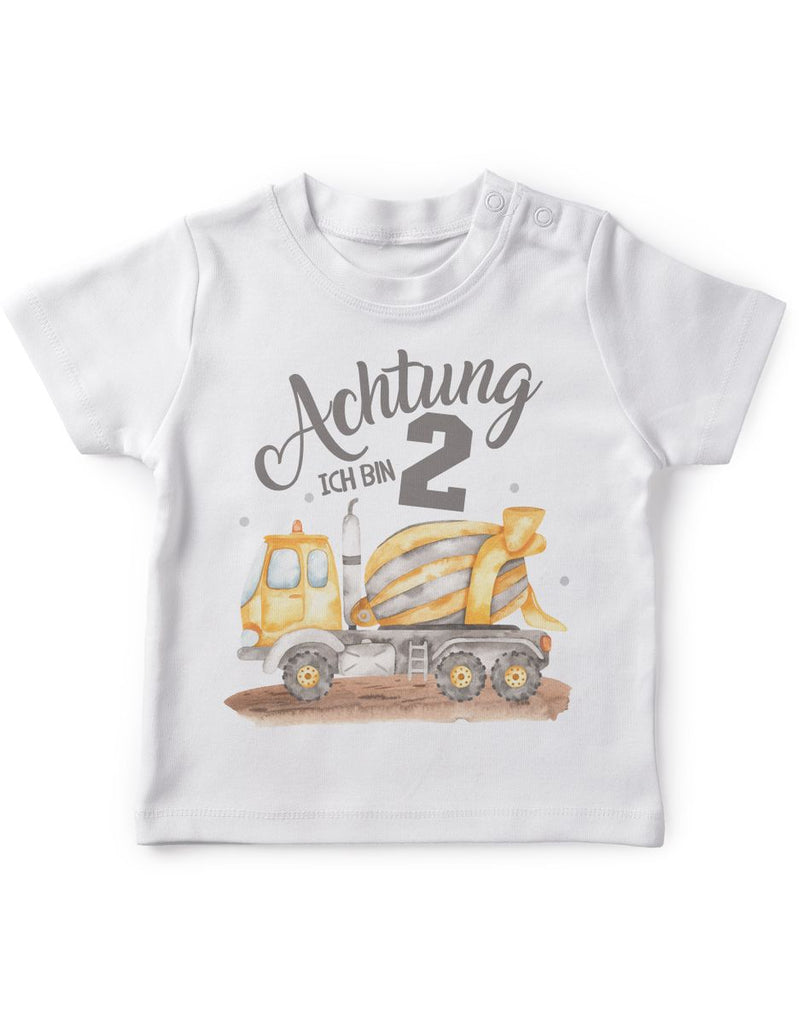 Baby / Kinder T-Shirt mit Spruch Ich bin 2 - Betonmischer - von Mikalino