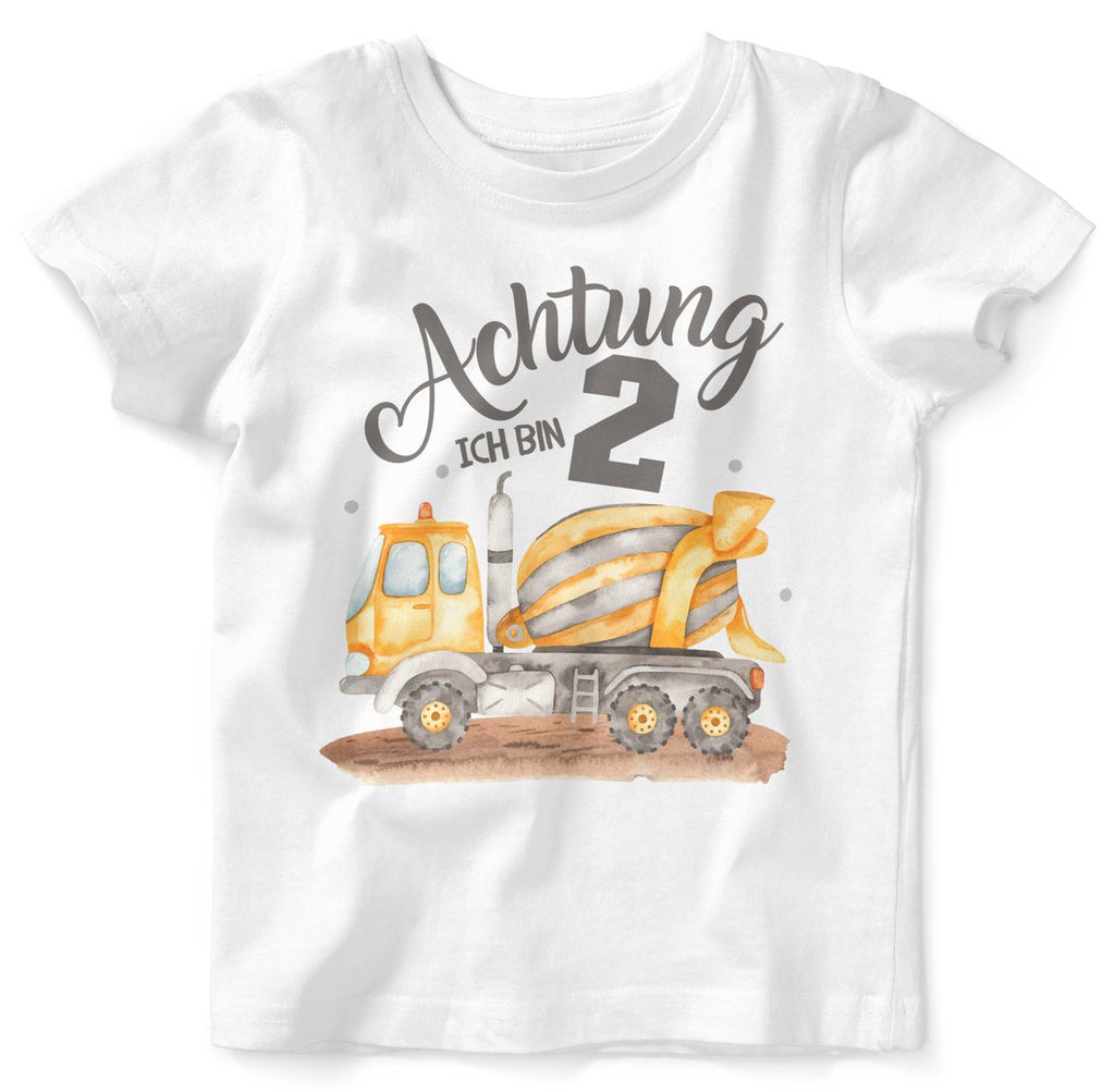 Baby / Kinder T-Shirt mit Spruch Ich bin 2 - Betonmischer - von Mikalino