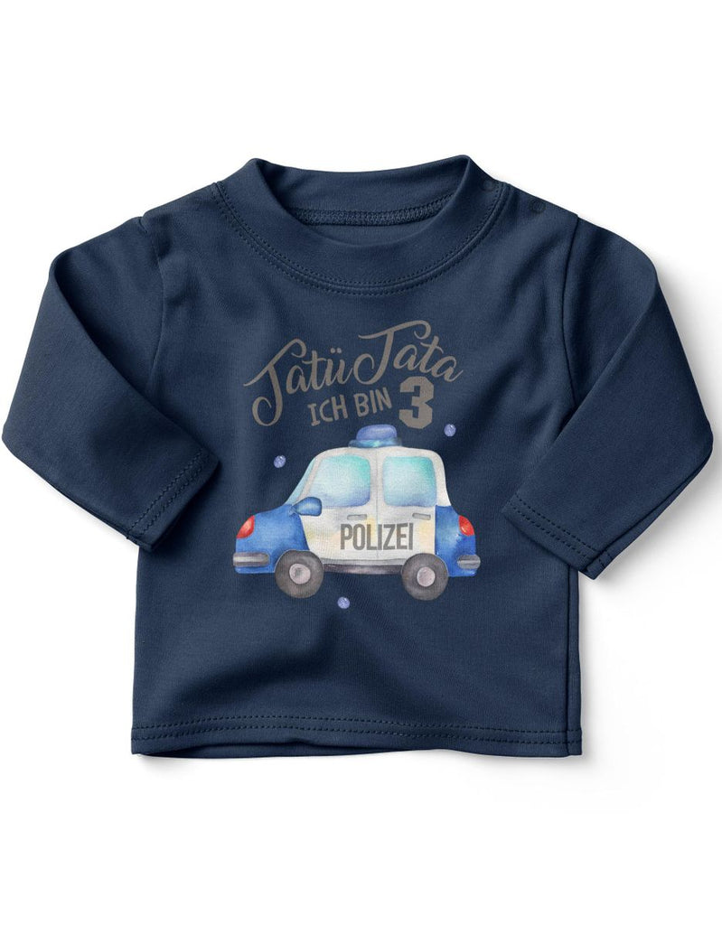 Baby / Kinder Longsleeve mit Spruch Ich bin 3 - Polizei - von Mikalino