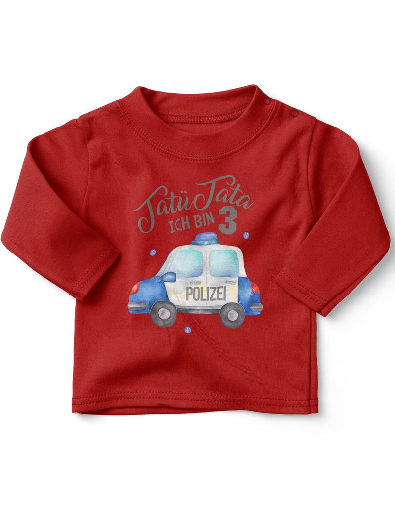 Baby / Kinder Longsleeve mit Spruch Ich bin 3 - Polizei - von Mikalino