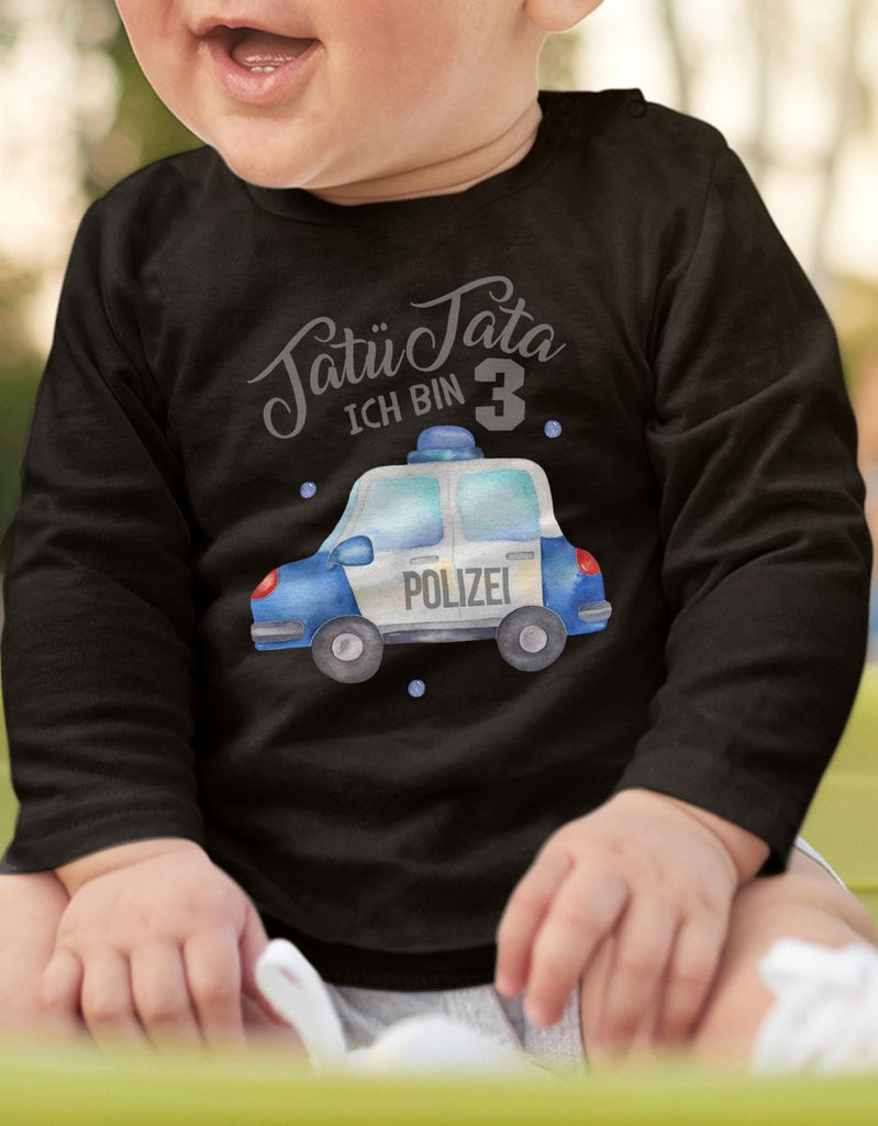 Baby / Kinder Longsleeve mit Spruch Ich bin 3 - Polizei - von Mikalino