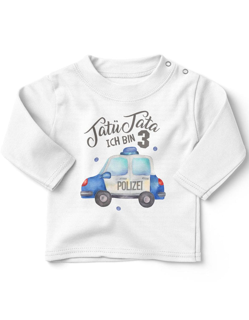 Baby / Kinder Longsleeve mit Spruch Ich bin 3 - Polizei - von Mikalino