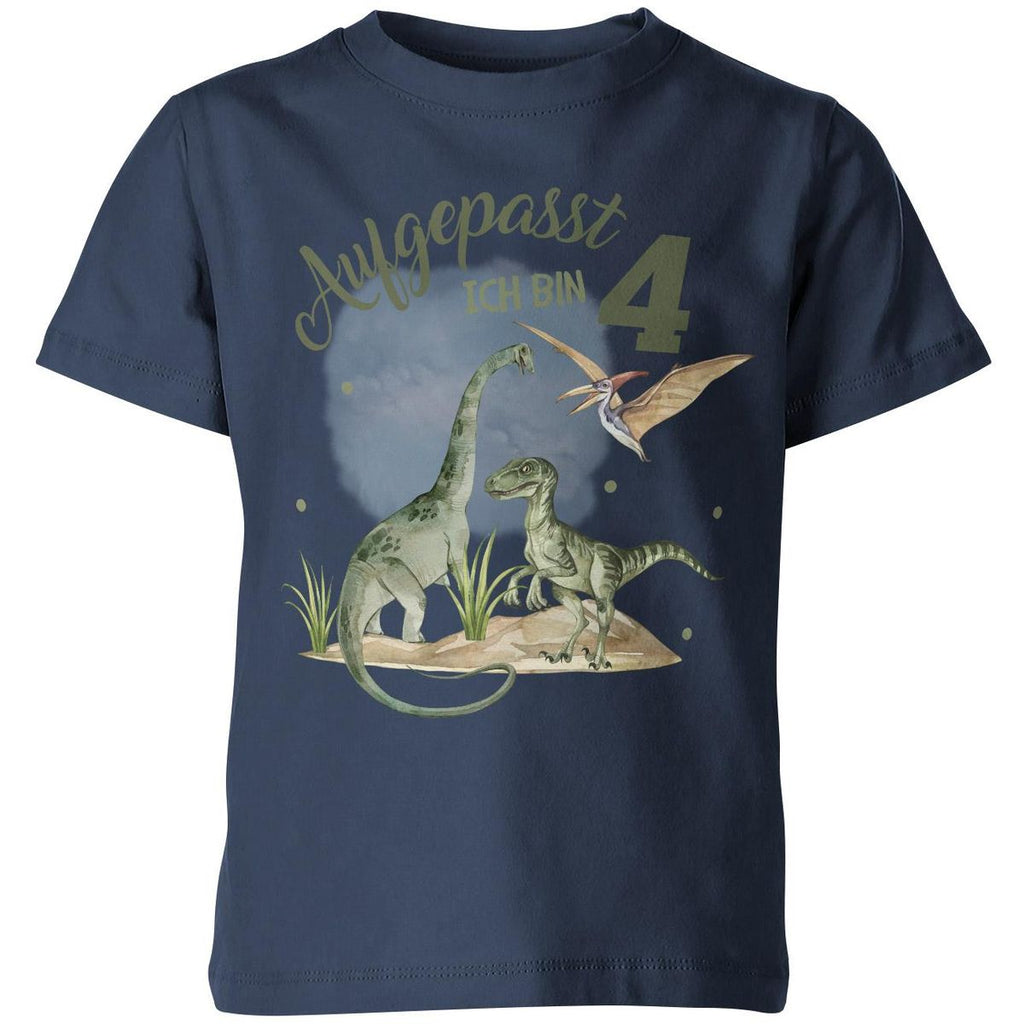 Kinder T-Shirt Aufgepasst ! Ich bin 4 - Dinosaurier - von Mikalino