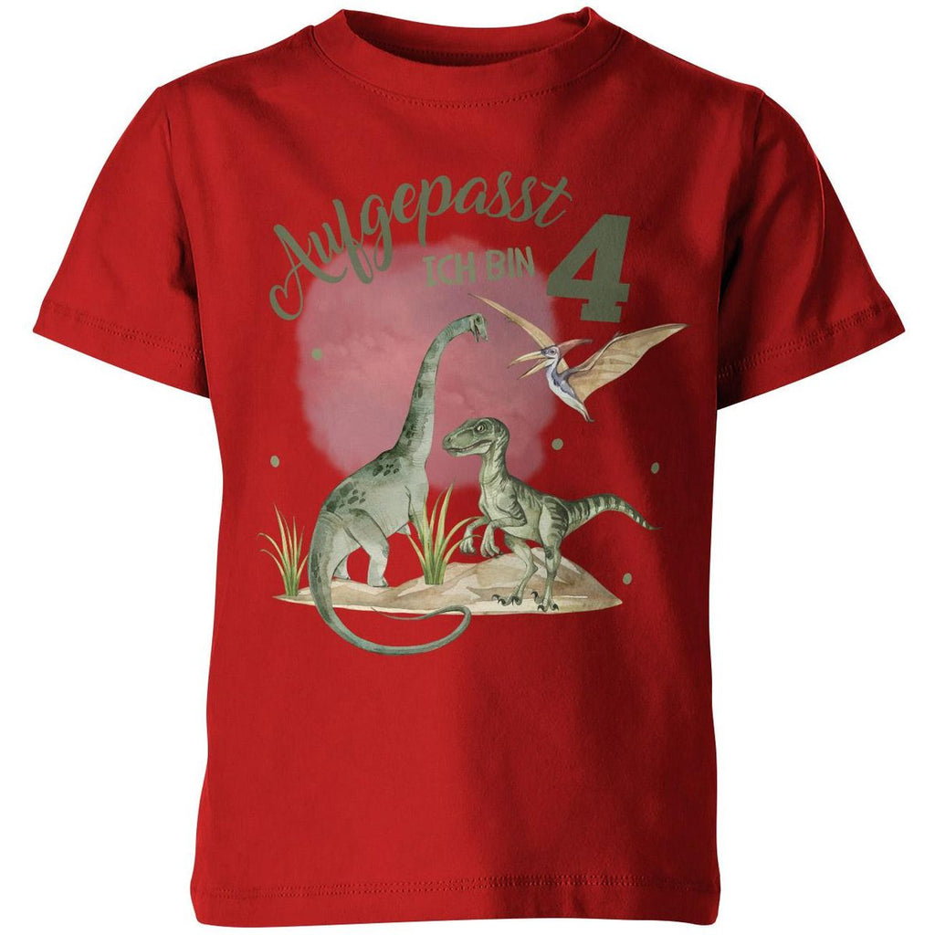 Kinder T-Shirt Aufgepasst ! Ich bin 4 - Dinosaurier - von Mikalino