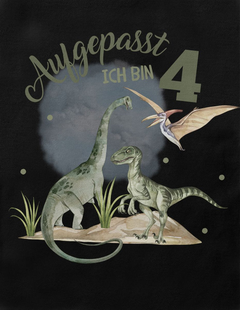 Kinder T-Shirt Aufgepasst ! Ich bin 4 - Dinosaurier - von Mikalino