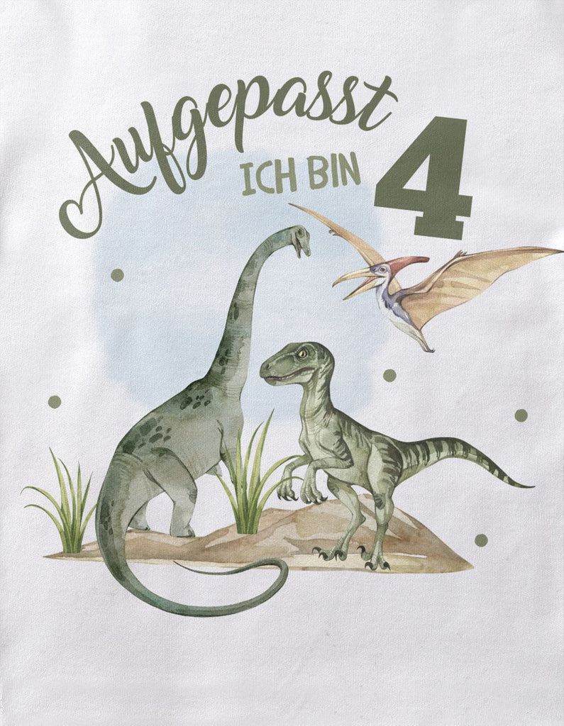 Kinder T-Shirt Aufgepasst ! Ich bin 4 - Dinosaurier - von Mikalino