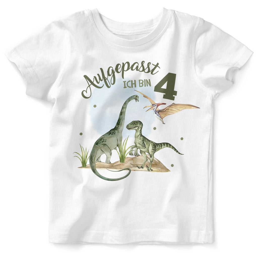 Kinder T-Shirt Aufgepasst ! Ich bin 4 - Dinosaurier - von Mikalino