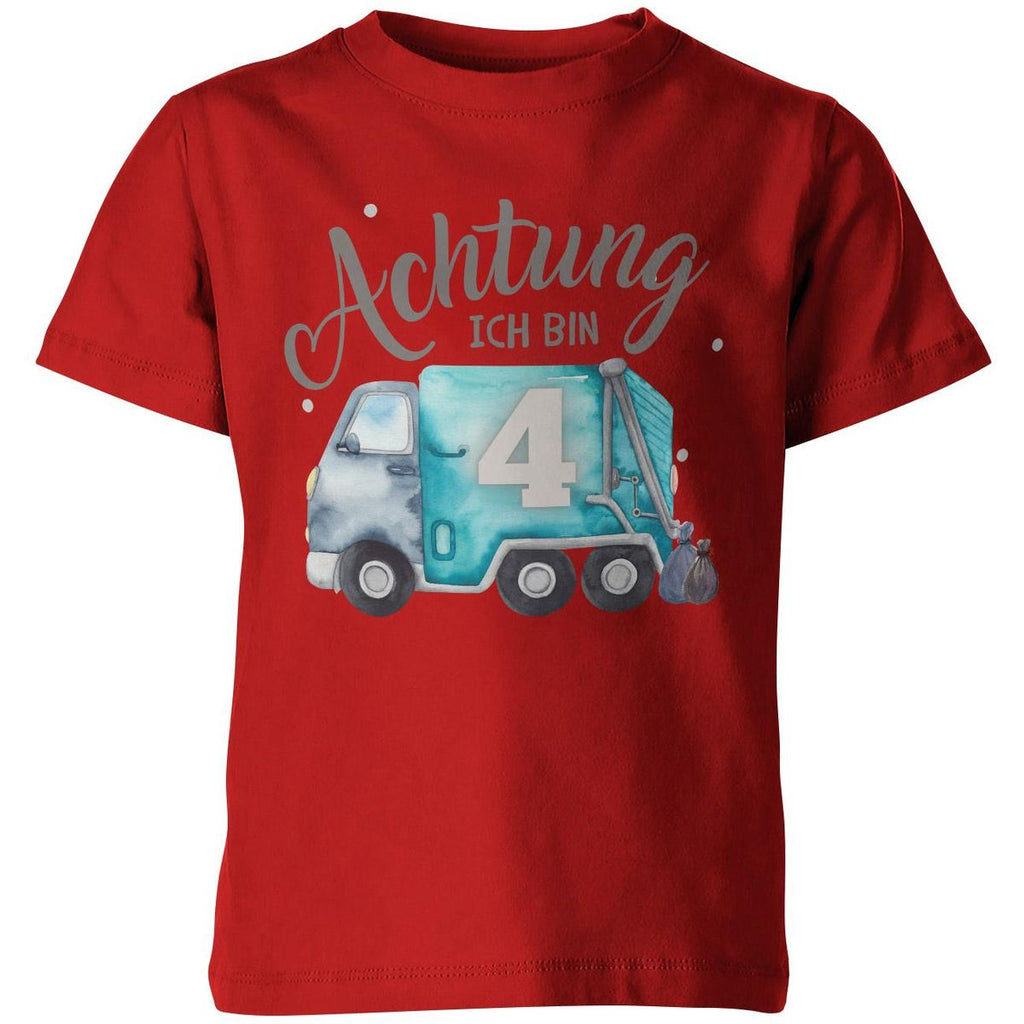 Kinder T-Shirt Achtung ich bin 4 - Müllabfuhr - von Mikalino