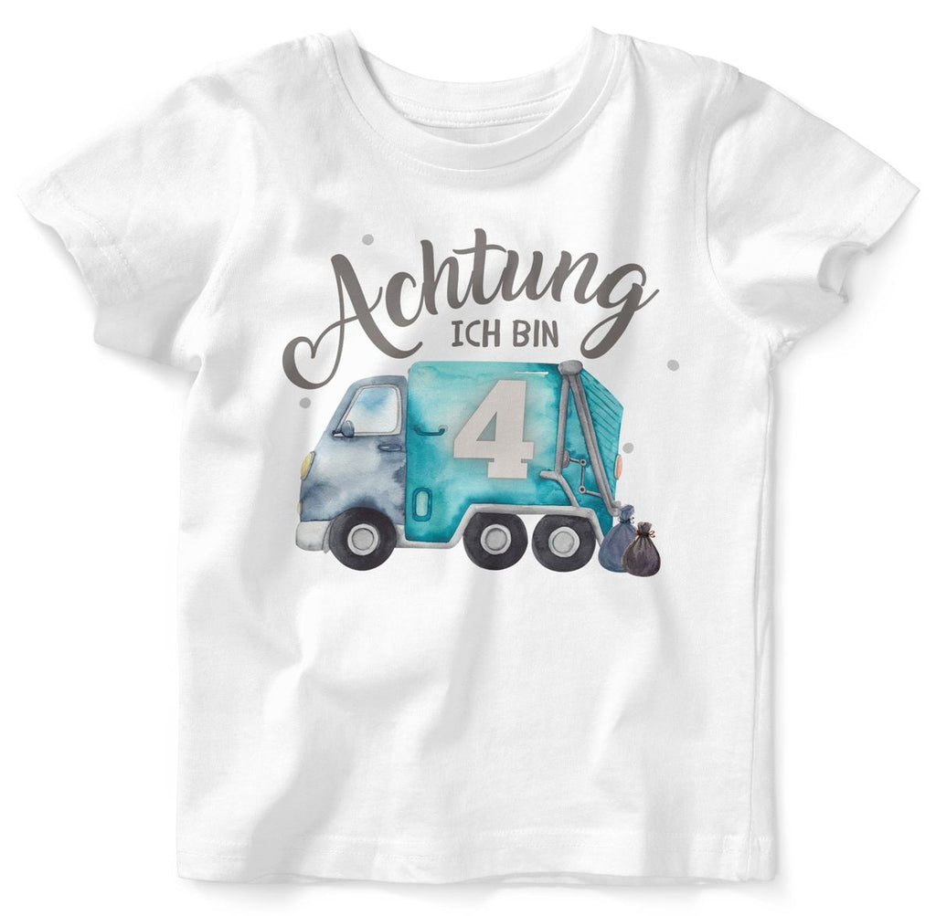 Kinder T-Shirt Achtung ich bin 4 - Müllabfuhr - von Mikalino