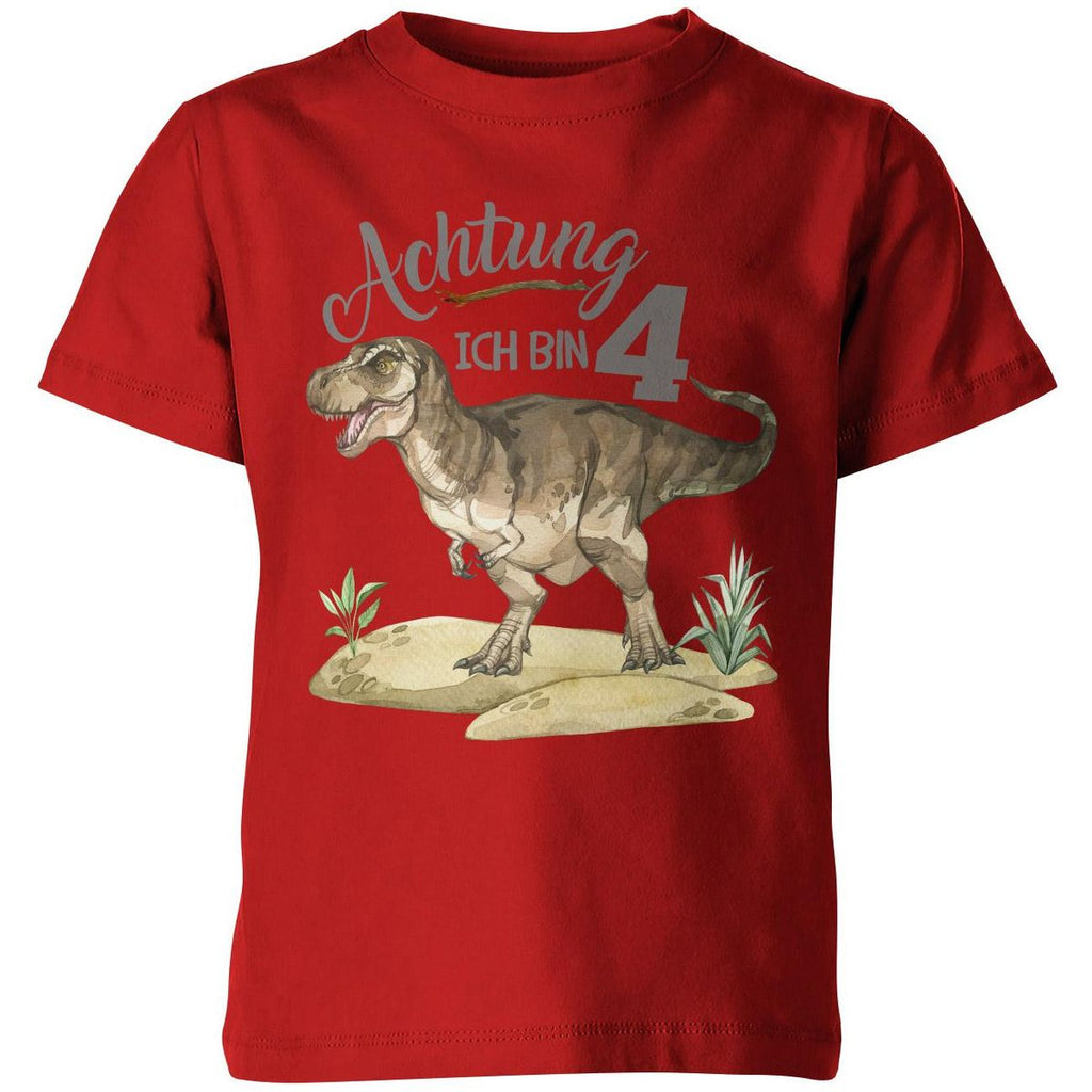 Kinder T-Shirt Achtung ich bin 4 - T-Rex - von Mikalino