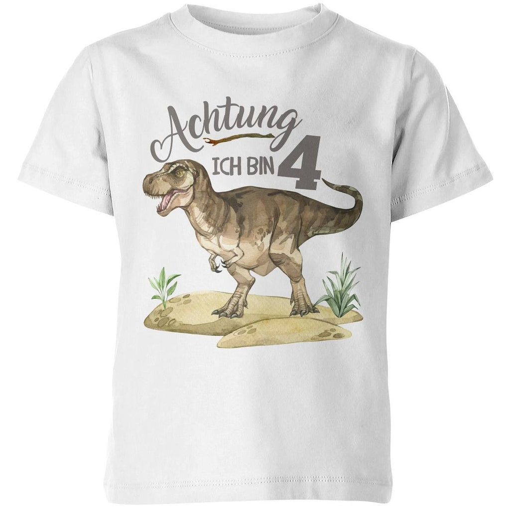 Kinder T-Shirt Achtung ich bin 4 - T-Rex - von Mikalino