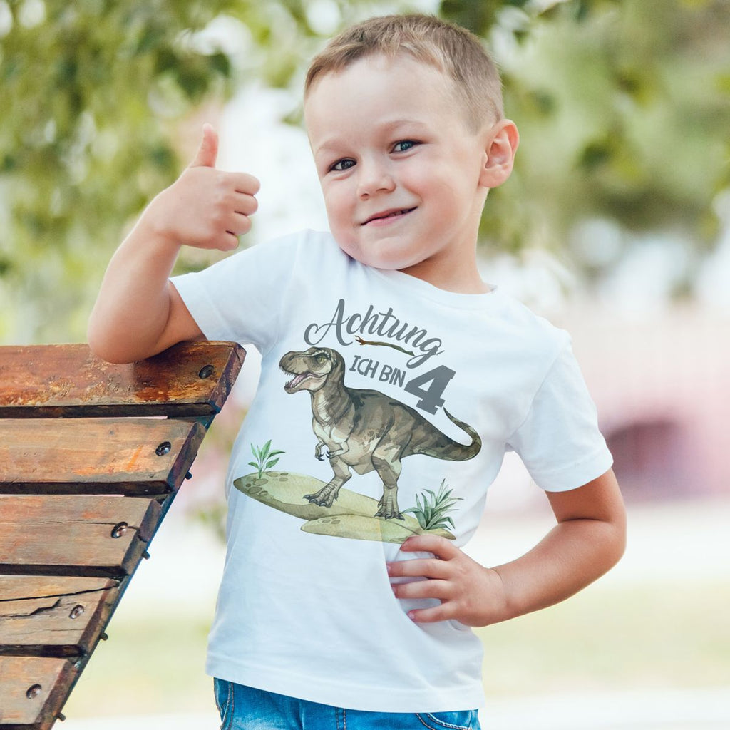 Kinder T-Shirt Achtung ich bin 4 - T-Rex - von Mikalino