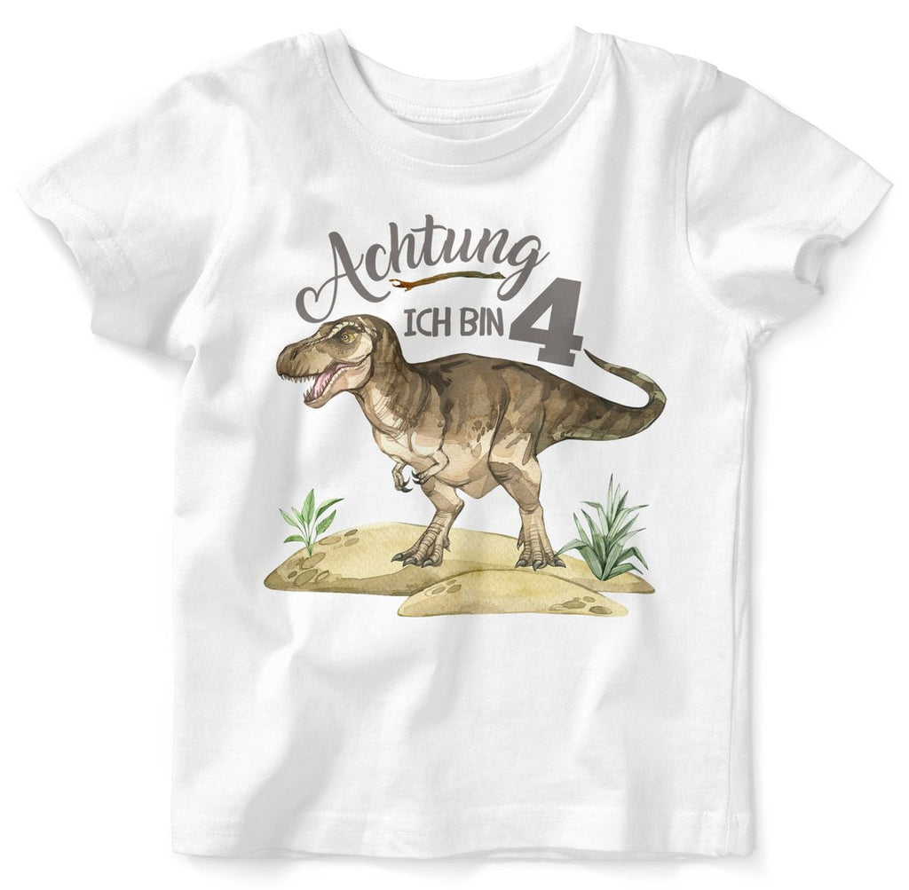 Kinder T-Shirt Achtung ich bin 4 - T-Rex - von Mikalino