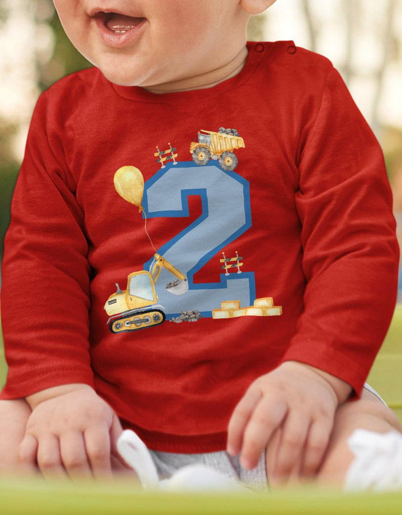 Baby / Kinder Longsleeve mit Spruch Ich bin 2 - Baustelle - von Mikalino