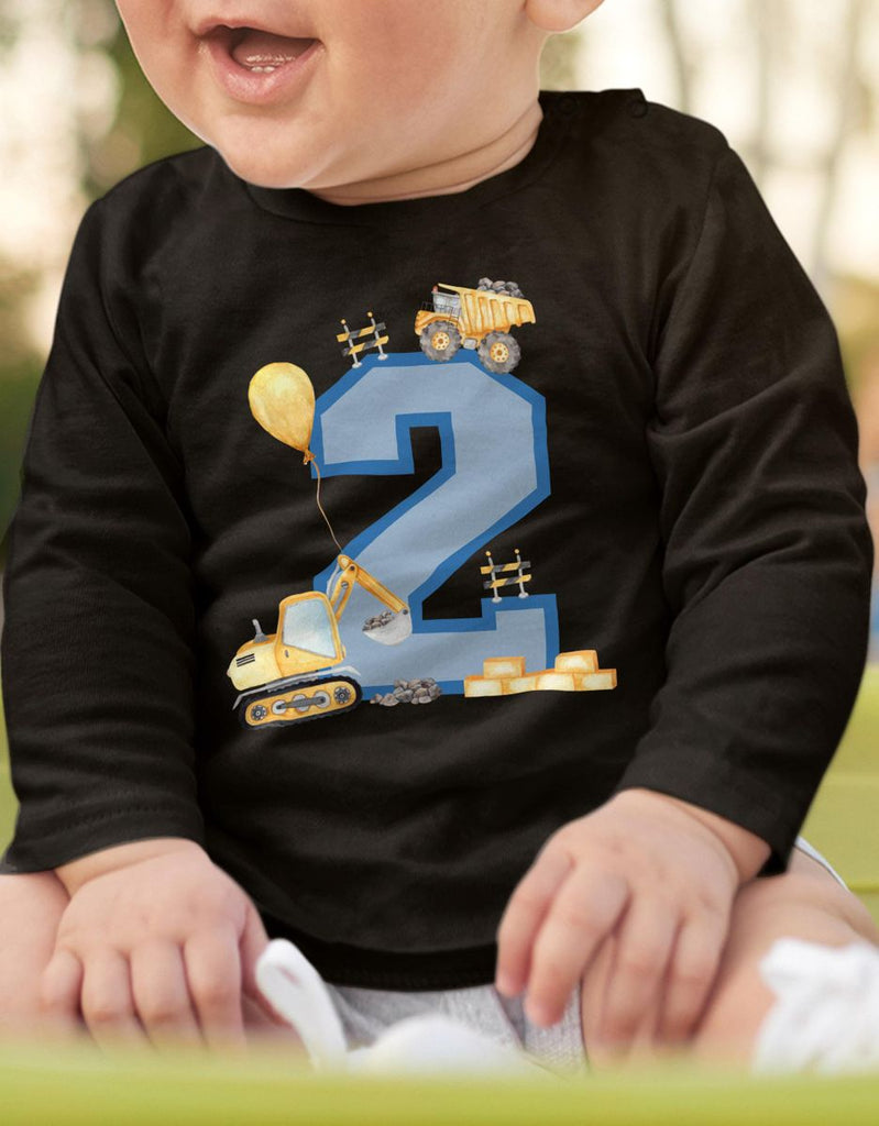 Baby / Kinder Longsleeve mit Spruch Ich bin 2 - Baustelle - von Mikalino