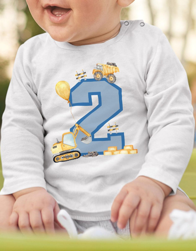 Baby / Kinder Longsleeve mit Spruch Ich bin 2 - Baustelle - von Mikalino