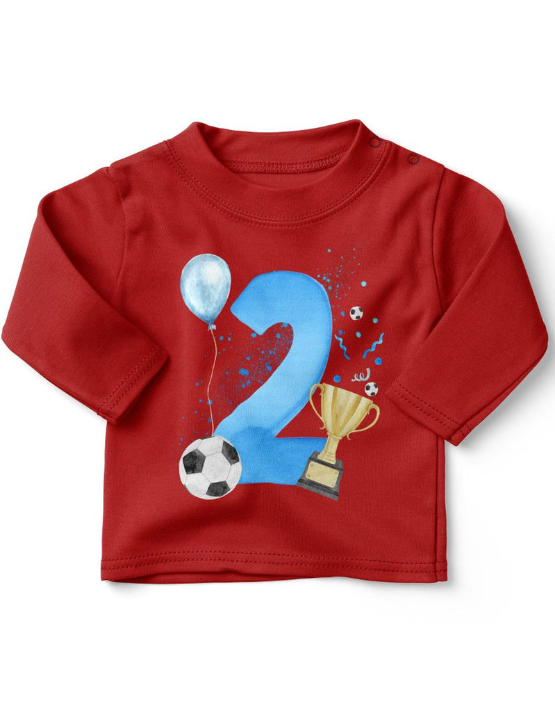 Baby / Kinder Longsleeve mit Spruch Ich bin 2 Geburtstag - Fussball - von Mikalino