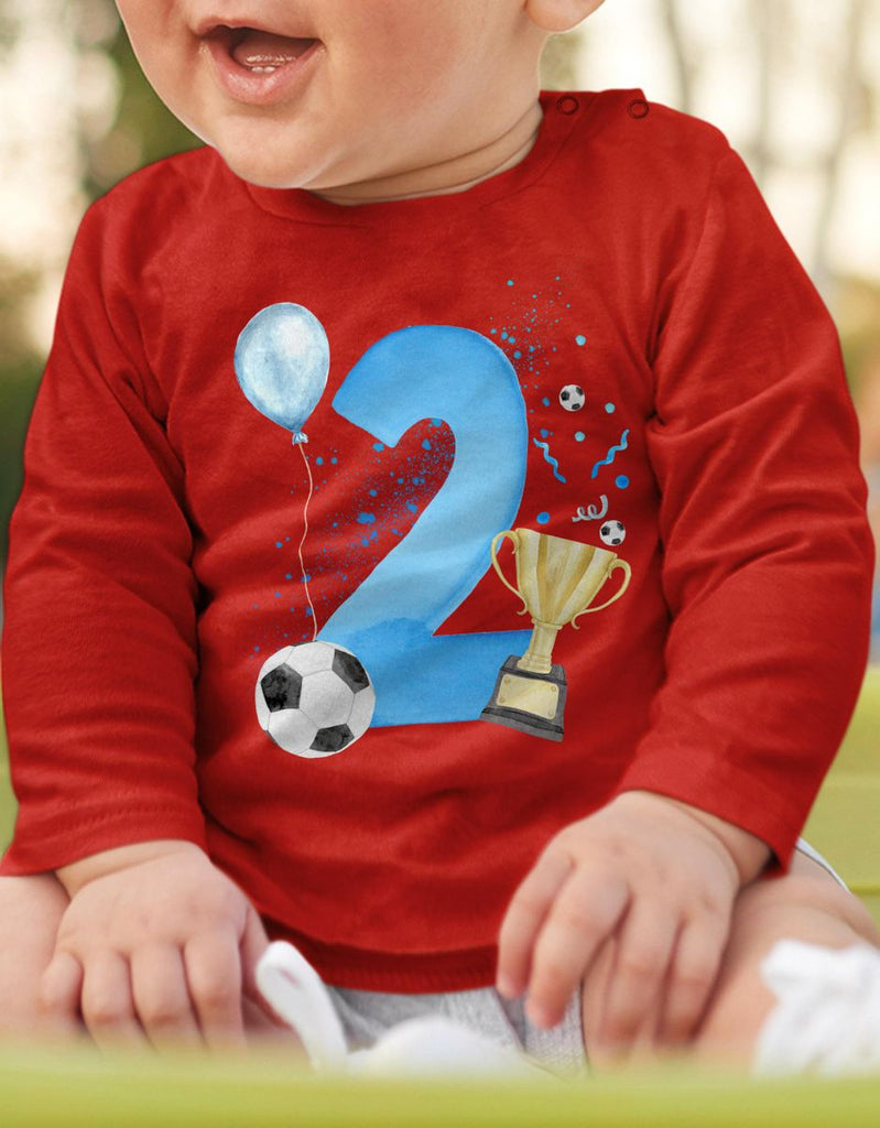 Baby / Kinder Longsleeve mit Spruch Ich bin 2 Geburtstag - Fussball - von Mikalino