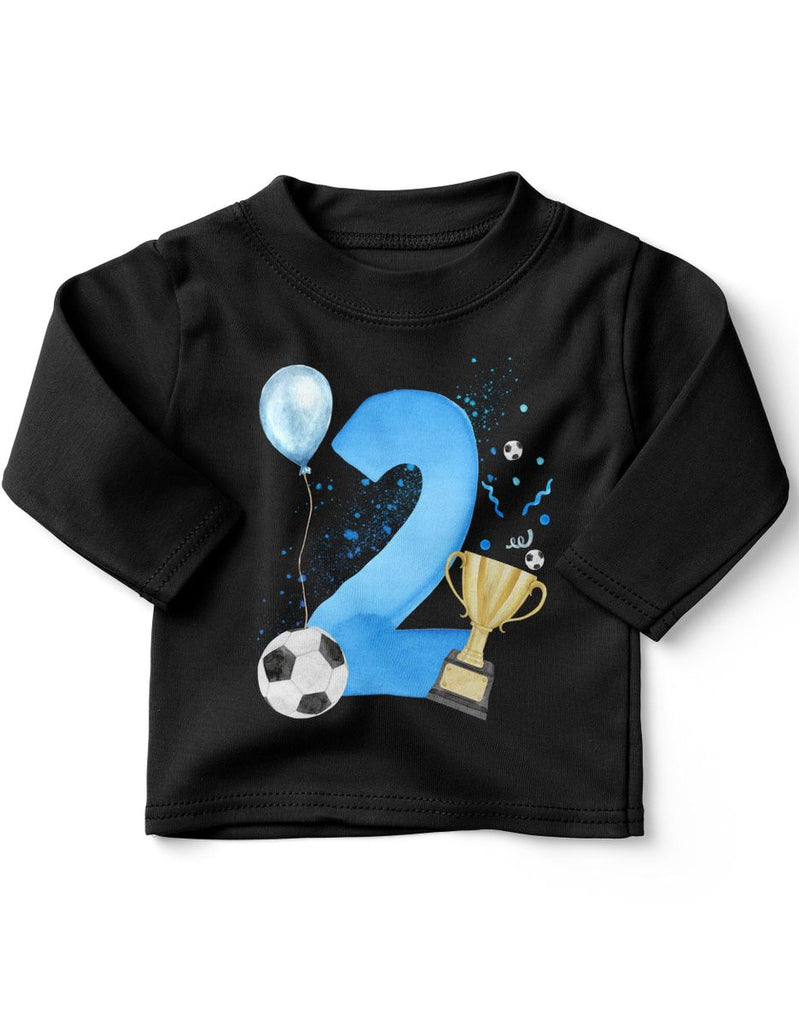 Baby / Kinder Longsleeve mit Spruch Ich bin 2 Geburtstag - Fussball - von Mikalino