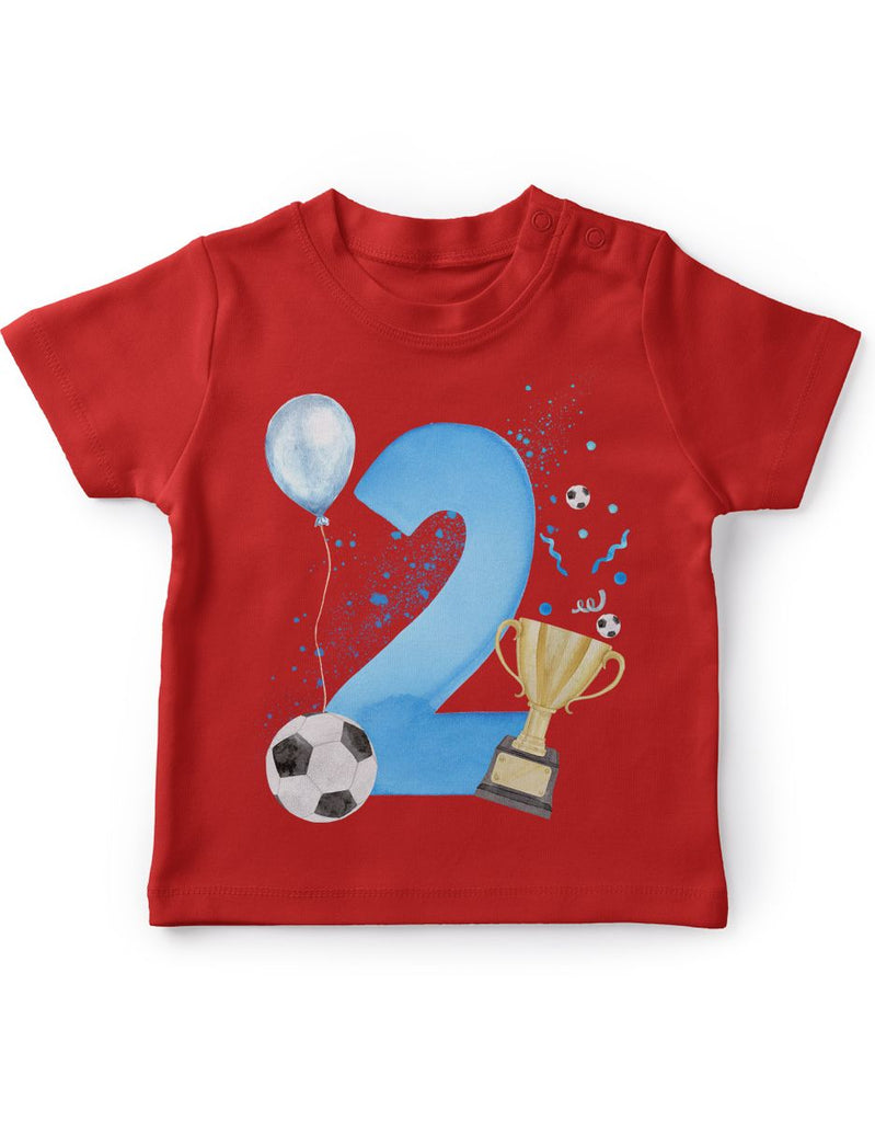 Baby / Kinder T-Shirt mit Spruch Ich bin 2 Geburtstag - Fussball - von Mikalino