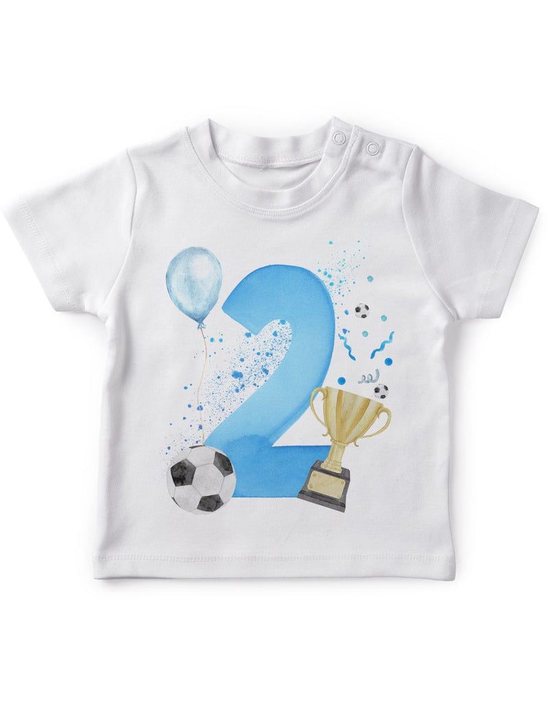 Baby / Kinder T-Shirt mit Spruch Ich bin 2 Geburtstag - Fussball - von Mikalino