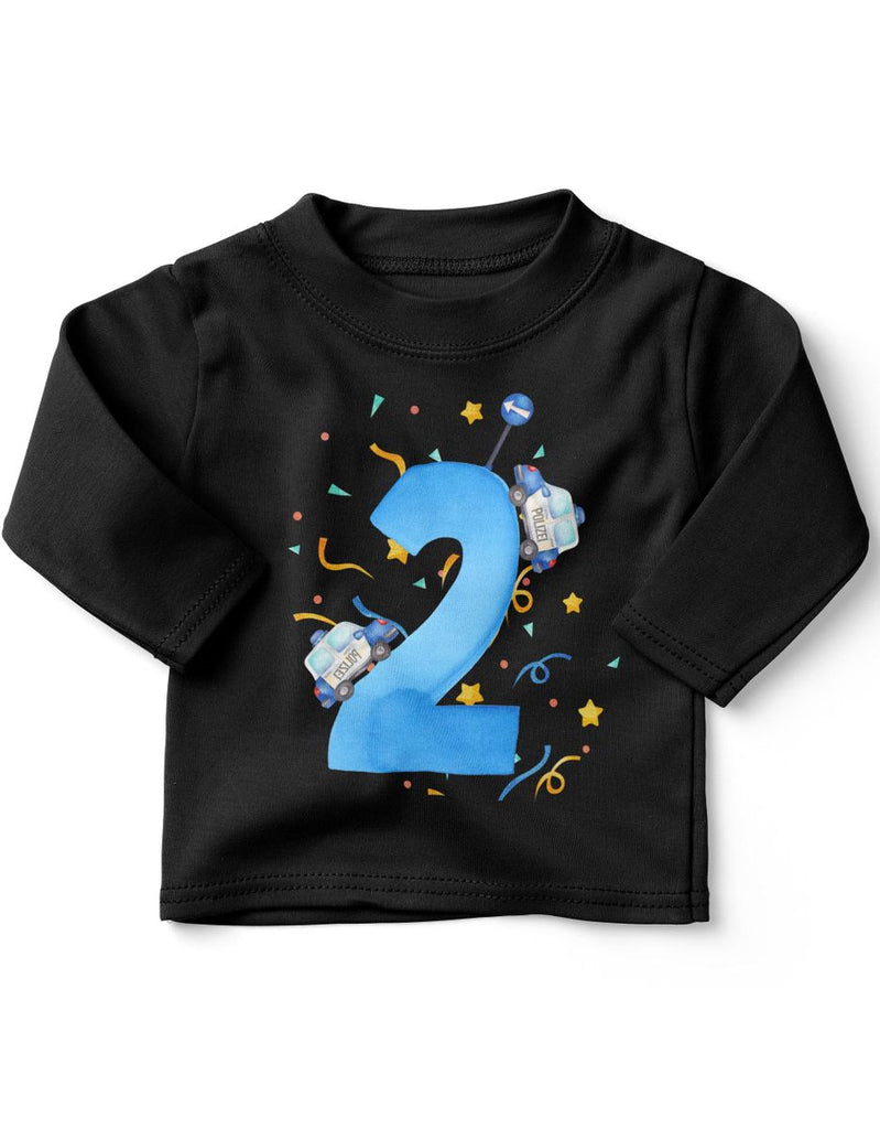 Baby / Kinder Longsleeve mit Spruch Ich bin 2 - Polizei - von Mikalino